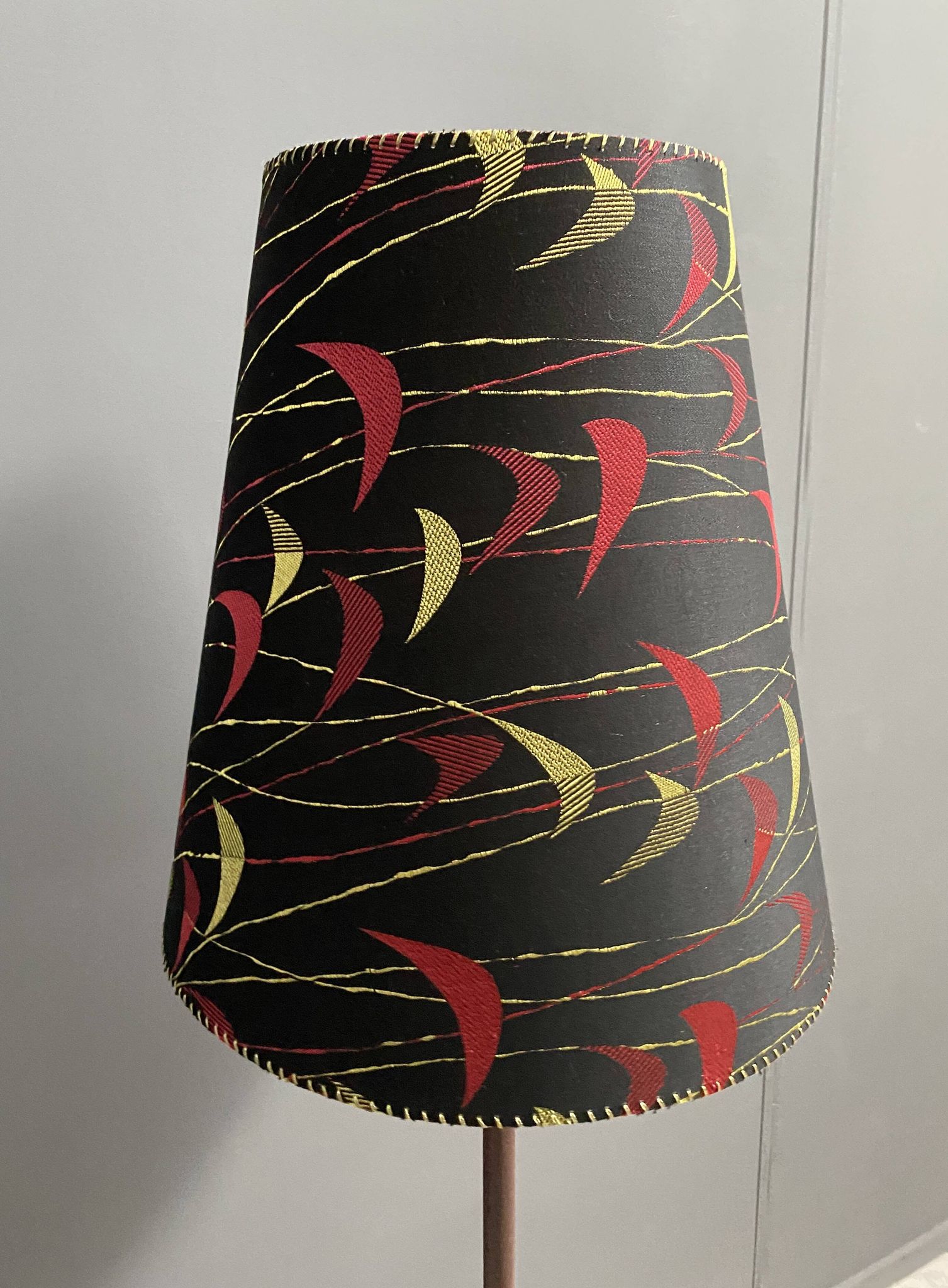 Danish Teak floor lamp with Black and Red , Yellow shade 1960s