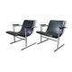 Pair of armchairs " oslo " by rudi verelst for novalux, belgian designer, chrome metal, ca 1970s