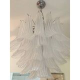Clear “Selle Seghettate” Murano Glass Candlestick
