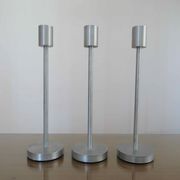 Series of 3 Scandinavian candle holders, minimalist, in 70s aluminum