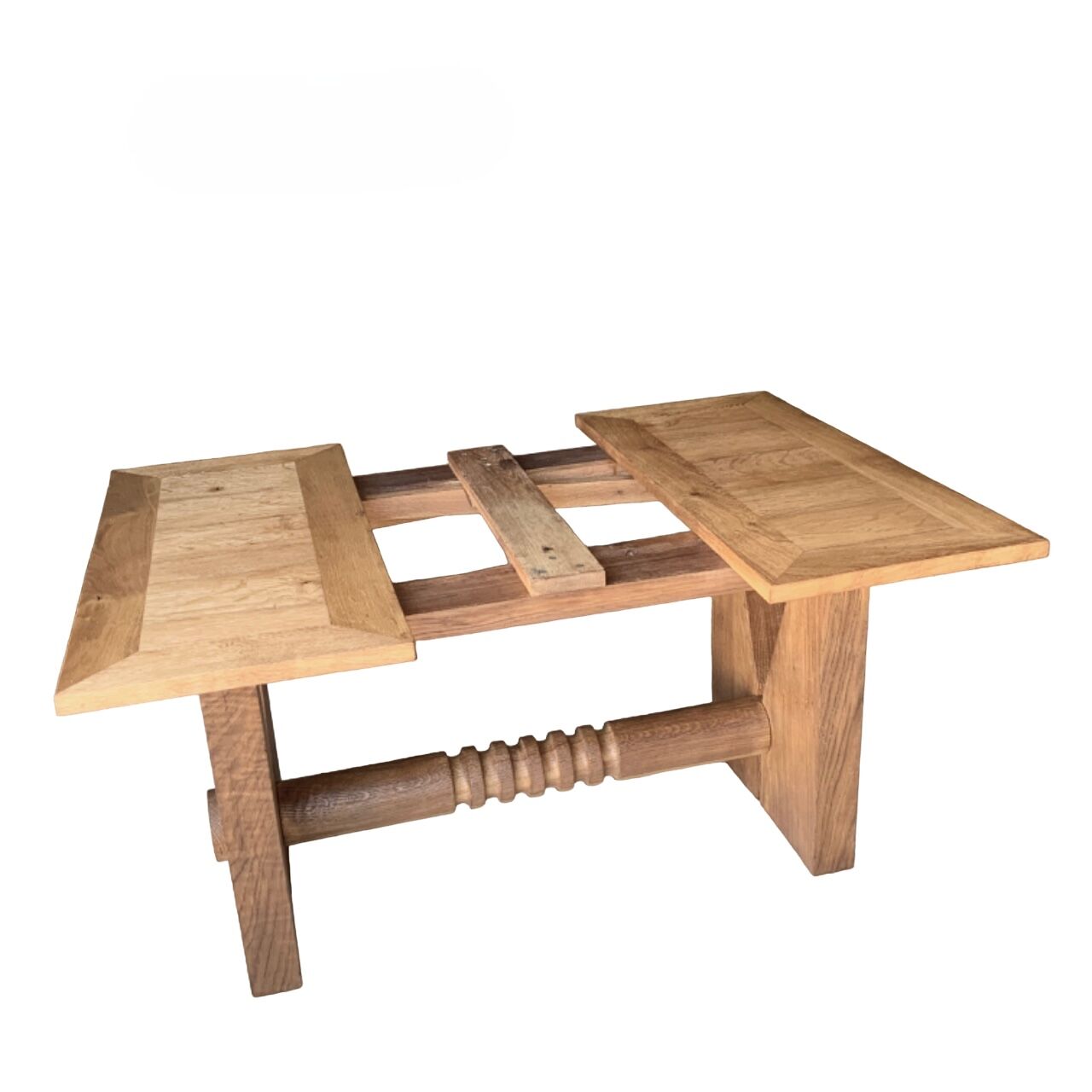 Dining Table with Extensions, 1940s In Solid Oak