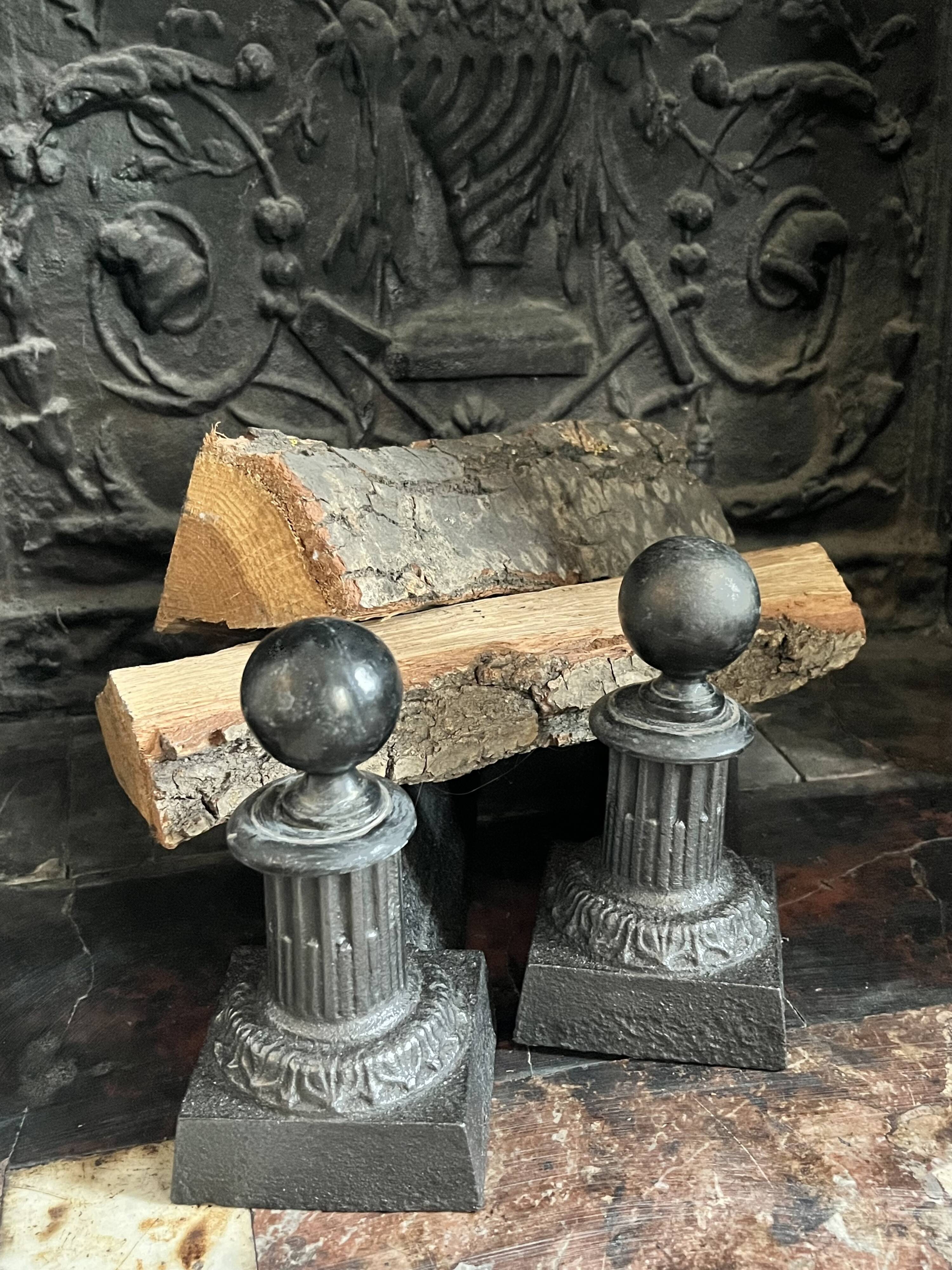 Pair of neoclassical andirons