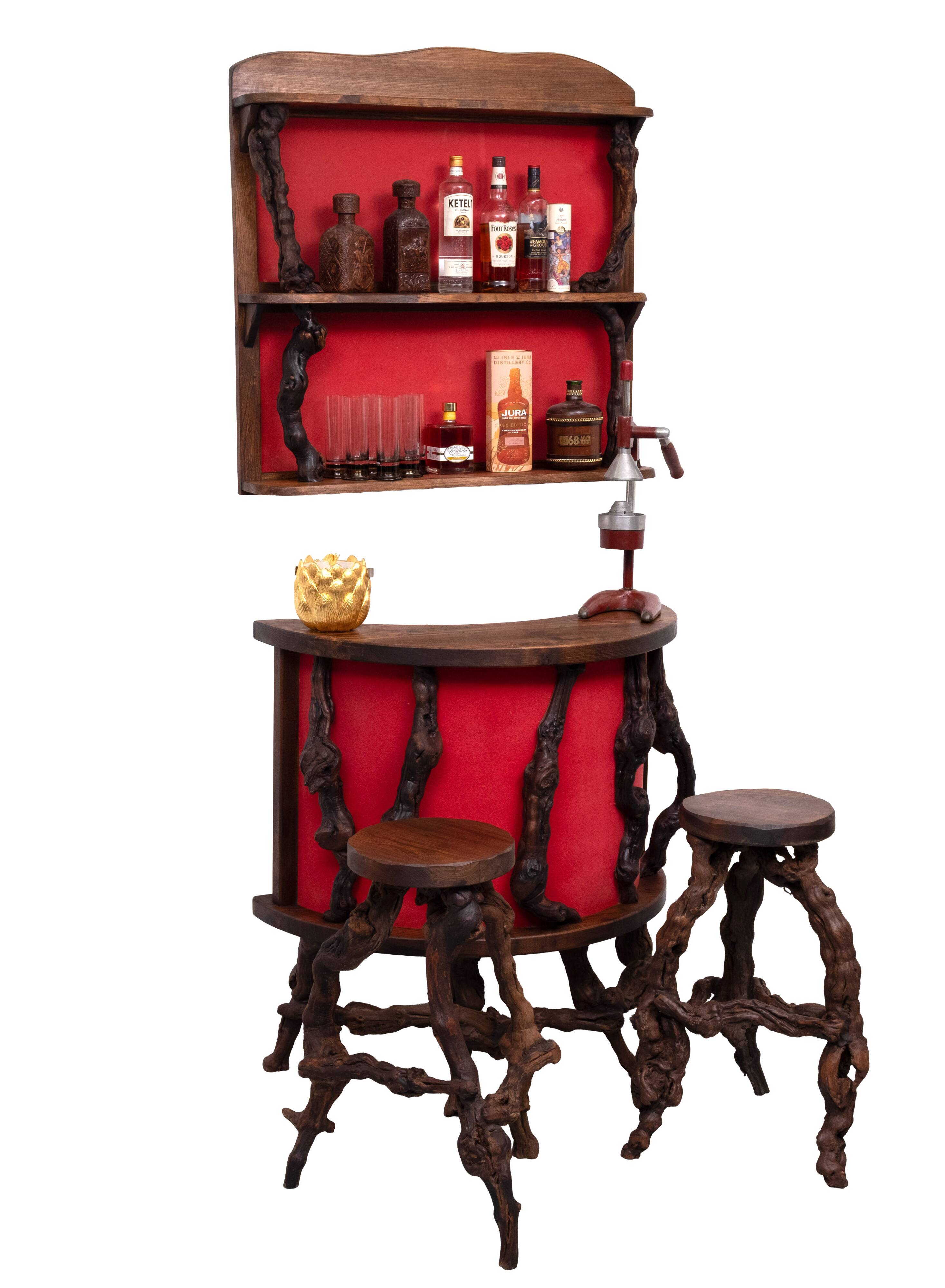 Dry Bar French Vinery Bar and Stool Set, 1960s, Set of 4