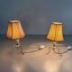 Paire de lampes de chevet du milieu du siècle en laiton et abat-jour en tissu, années 1960, Allemagne