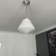 Chandelier art deco, opaline and chrome metal, France 1930