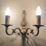Louis XV Style double wall light in gilded bronze from the 20th century.