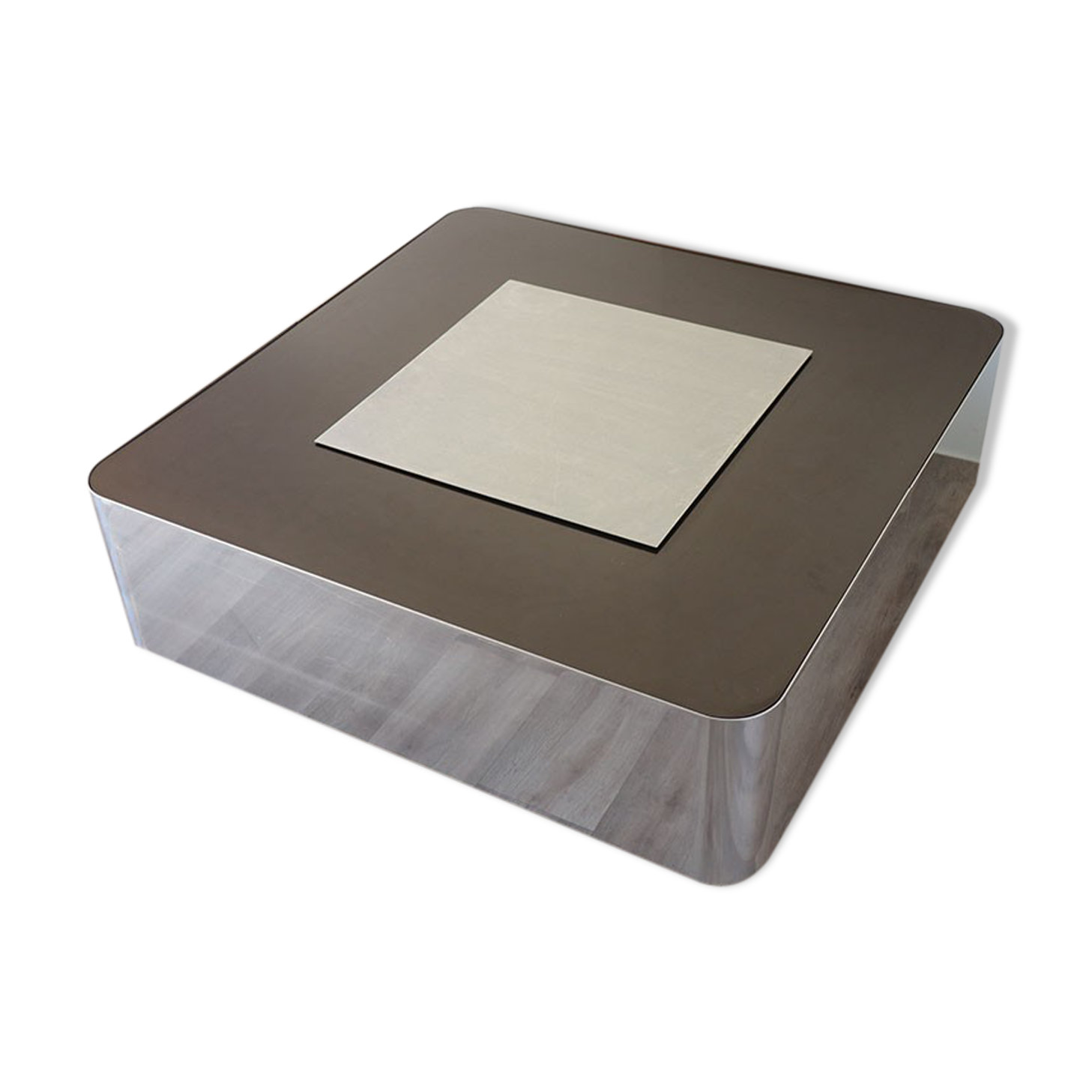 Vintage coffee bar table in steel and wood circa 1970