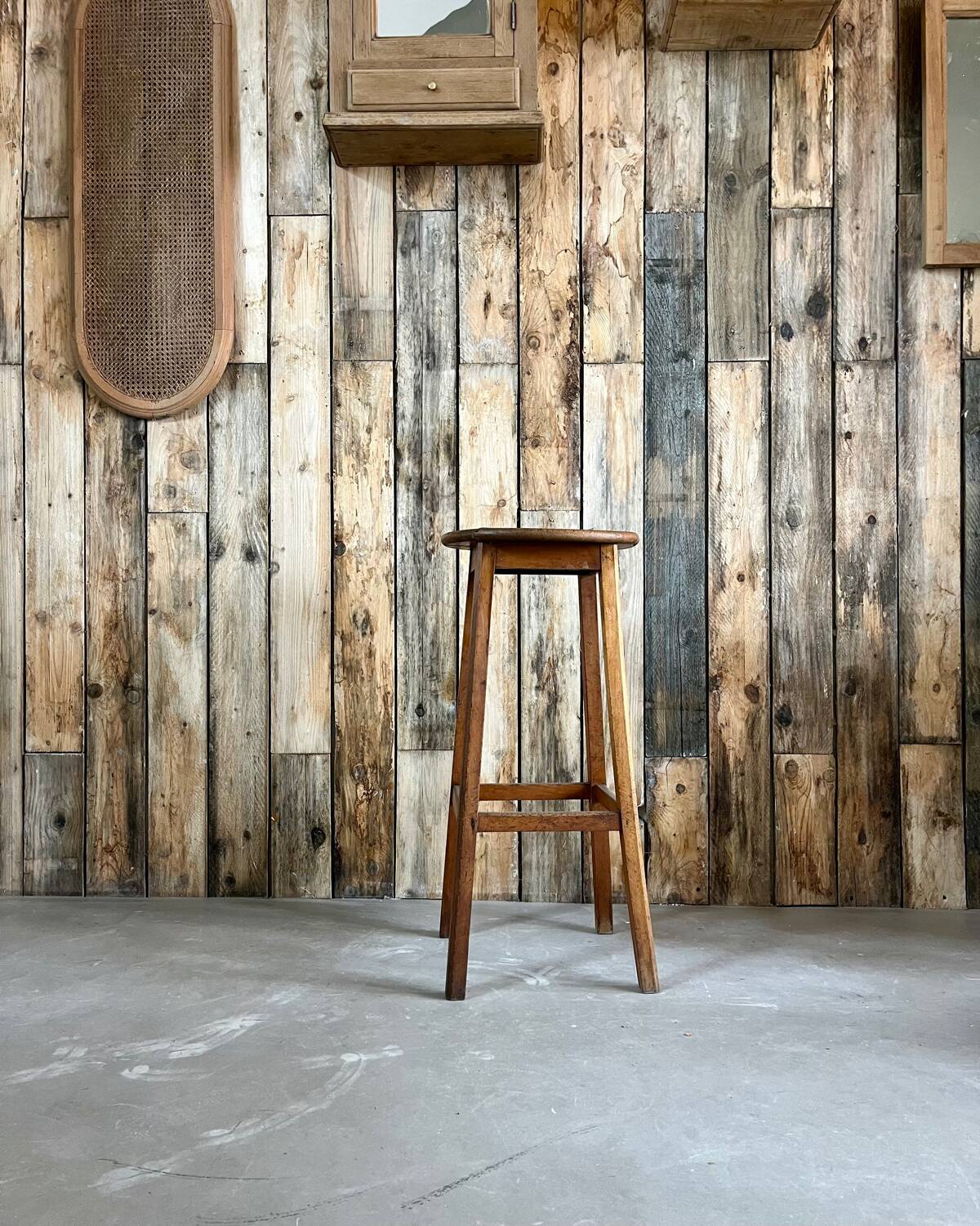 High wooden stool