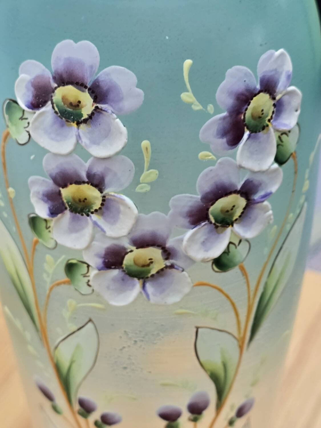 Glass vase with enamel flowers circa 1900