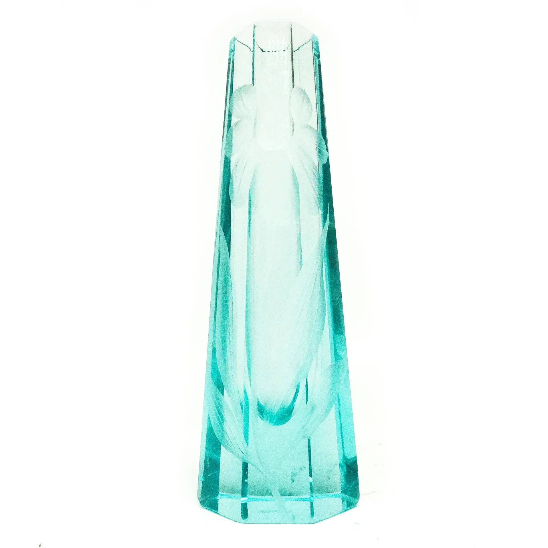 Art Nouveau vase, uranium crystal, Moser, Czechia, early 20th century