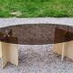 70s travertine and smoked glass designer coffee table
