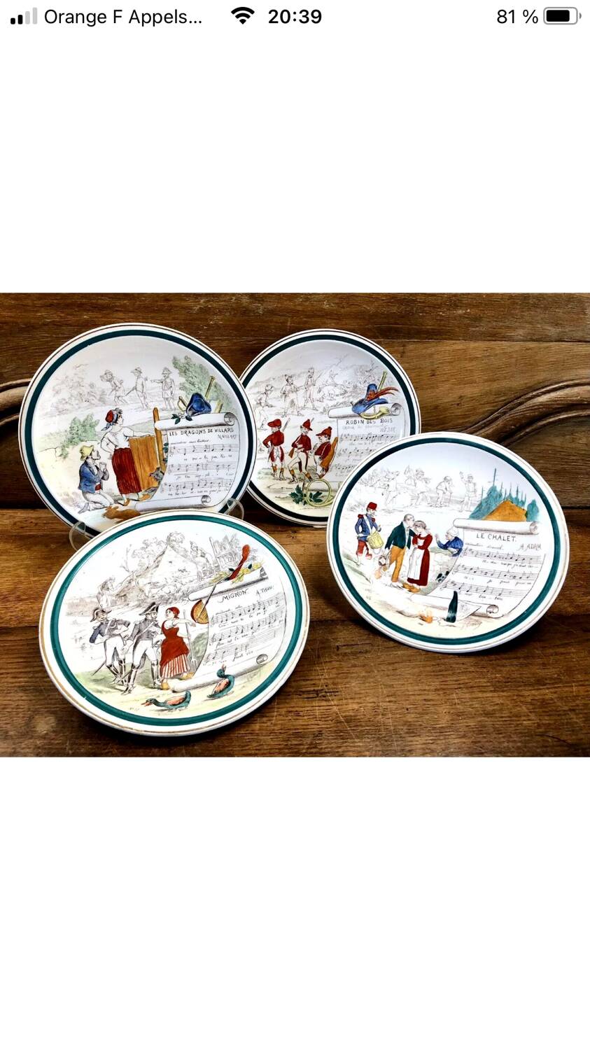 7 anciennes assiettes à dessert Creil et Montereau Terre de fer