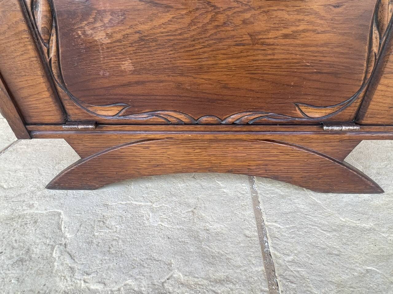Art Deco bedside table in walnut, black marble top, circa 1920.