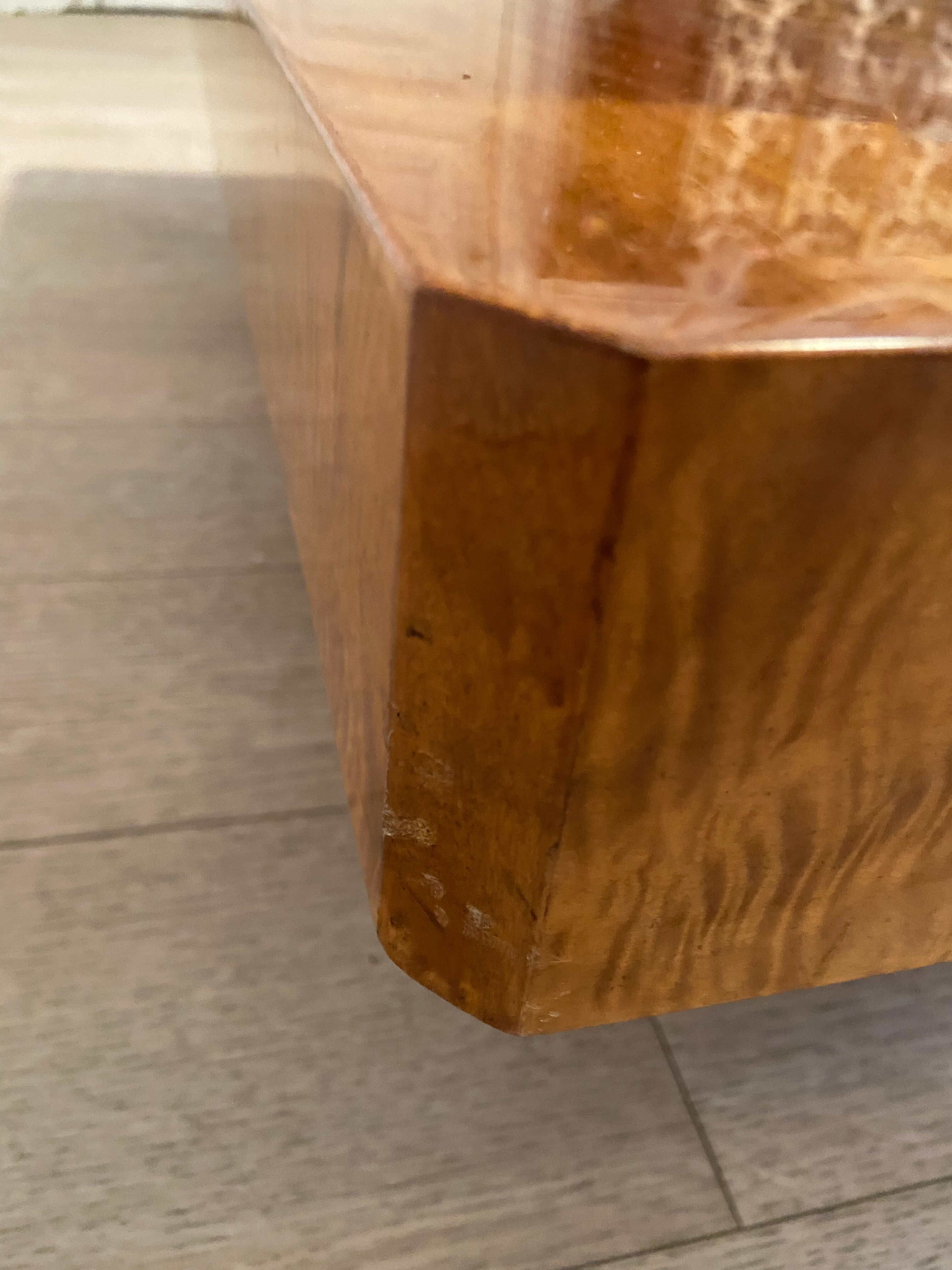 Elm magnifying glass coffee table, 1970s
