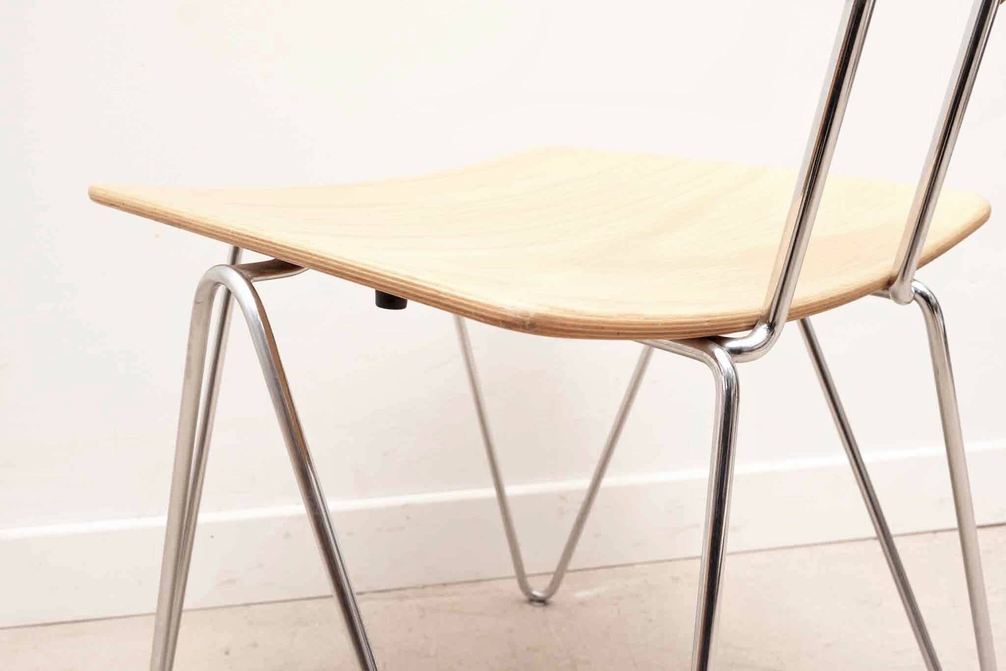 Mikado 1800 chair in beech and chrome by Kusch & Co