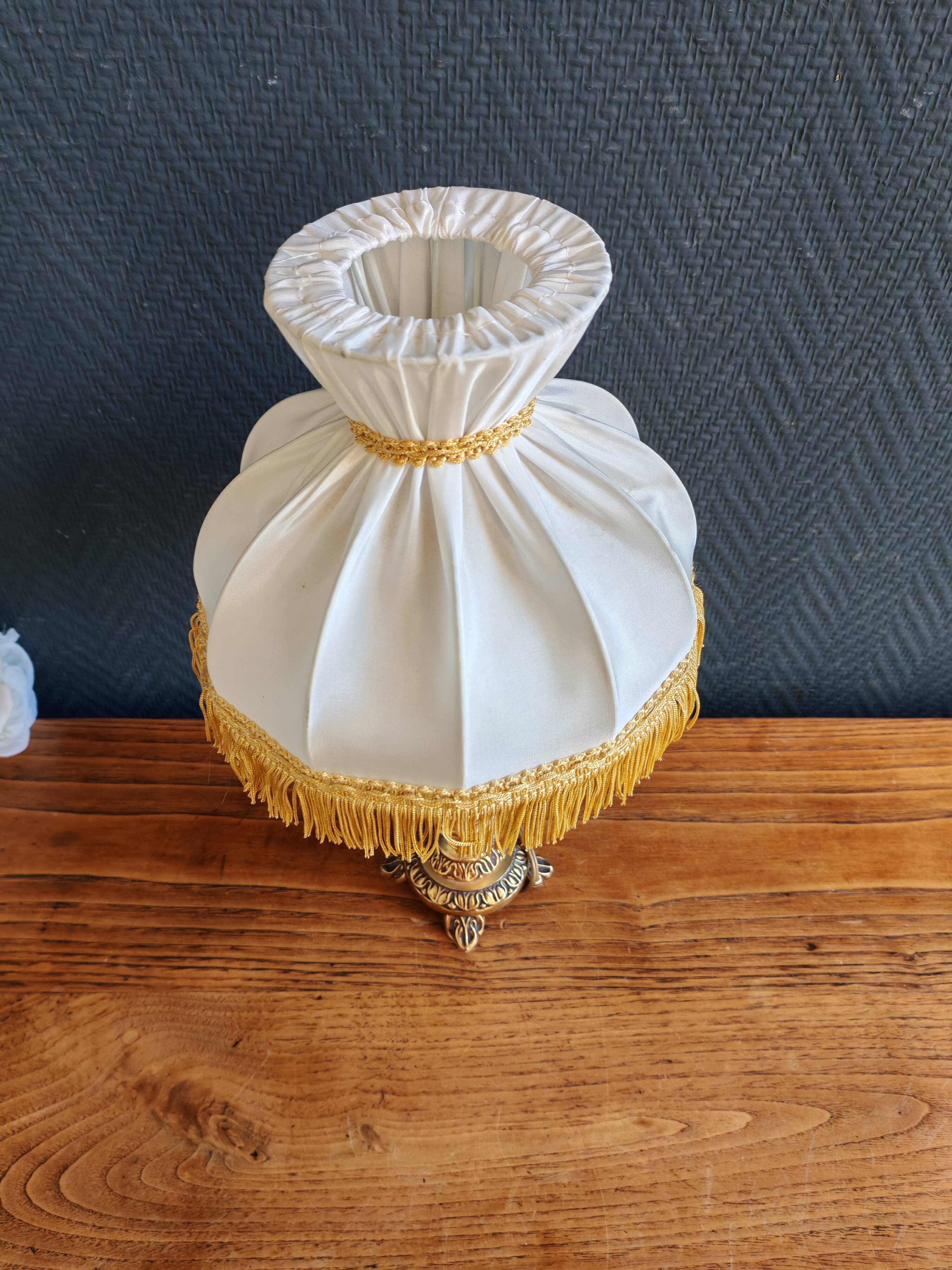 Vintage Gold Brass Table Lamp – Pleated Umbrella Style Lampshade