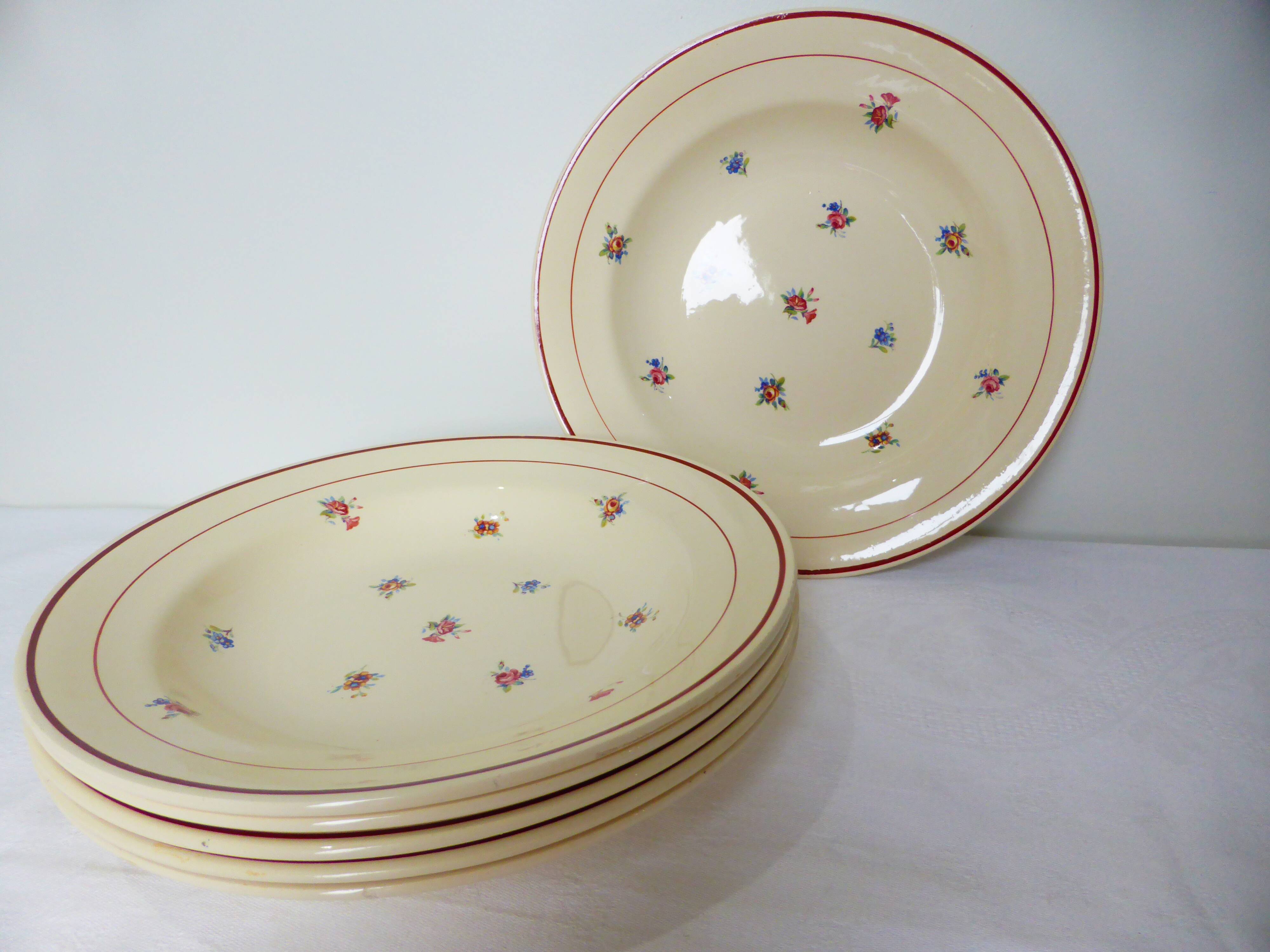 Set de 6 assiettes creuses vintage en porcelaine des Salins 2103127