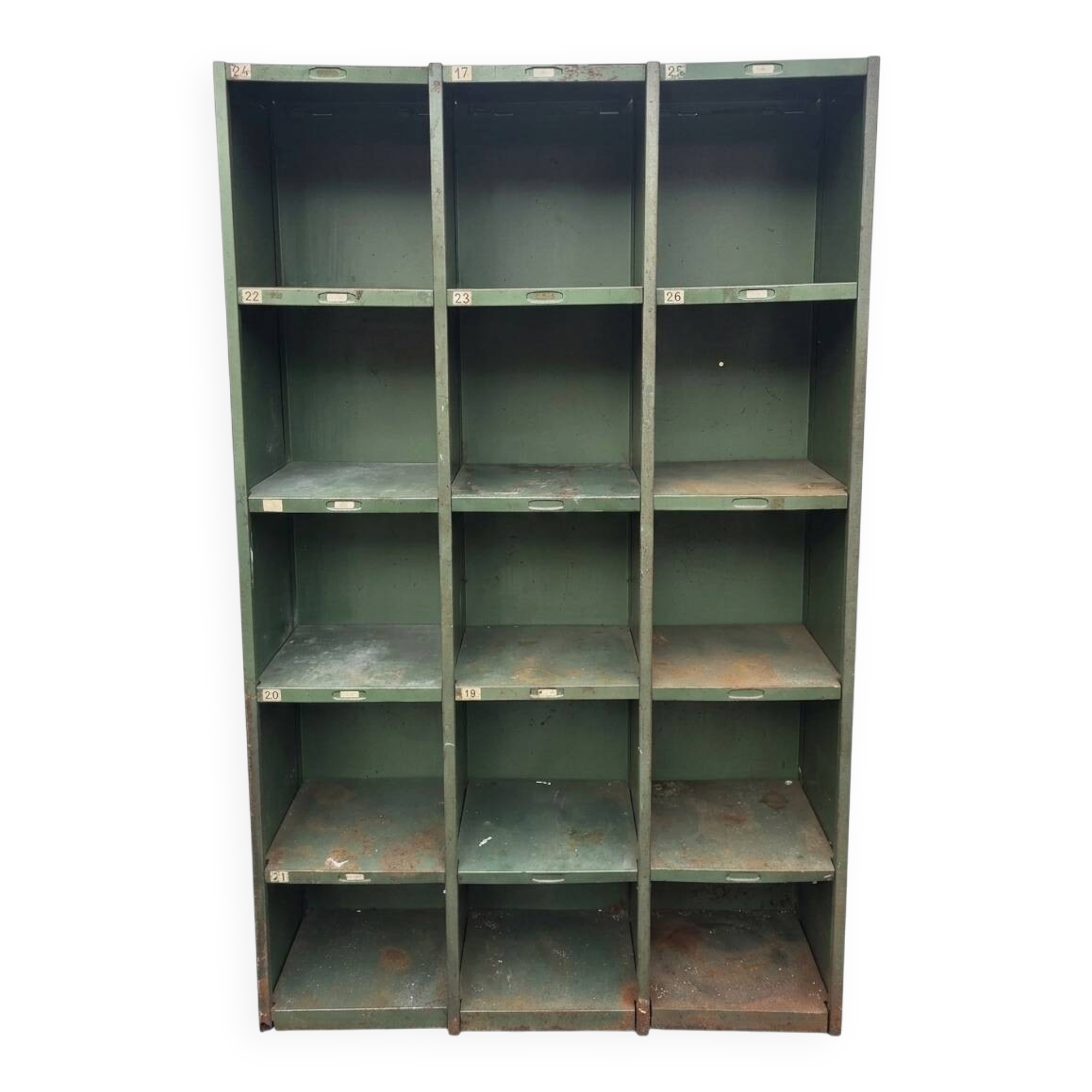 1950s iron workshop storage cabinet.