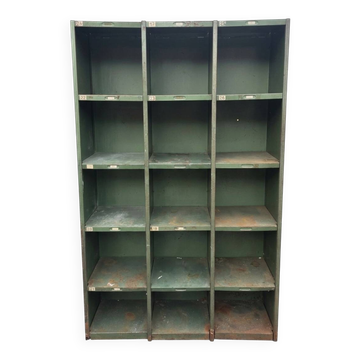 Meuble de métier à casier d'atelier en fer des années 50