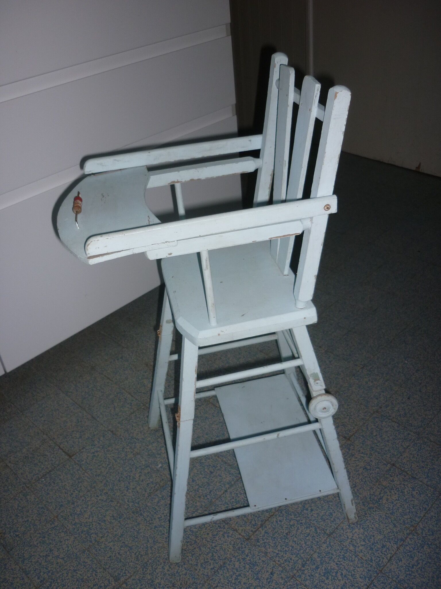 Vintage doll blue high chair