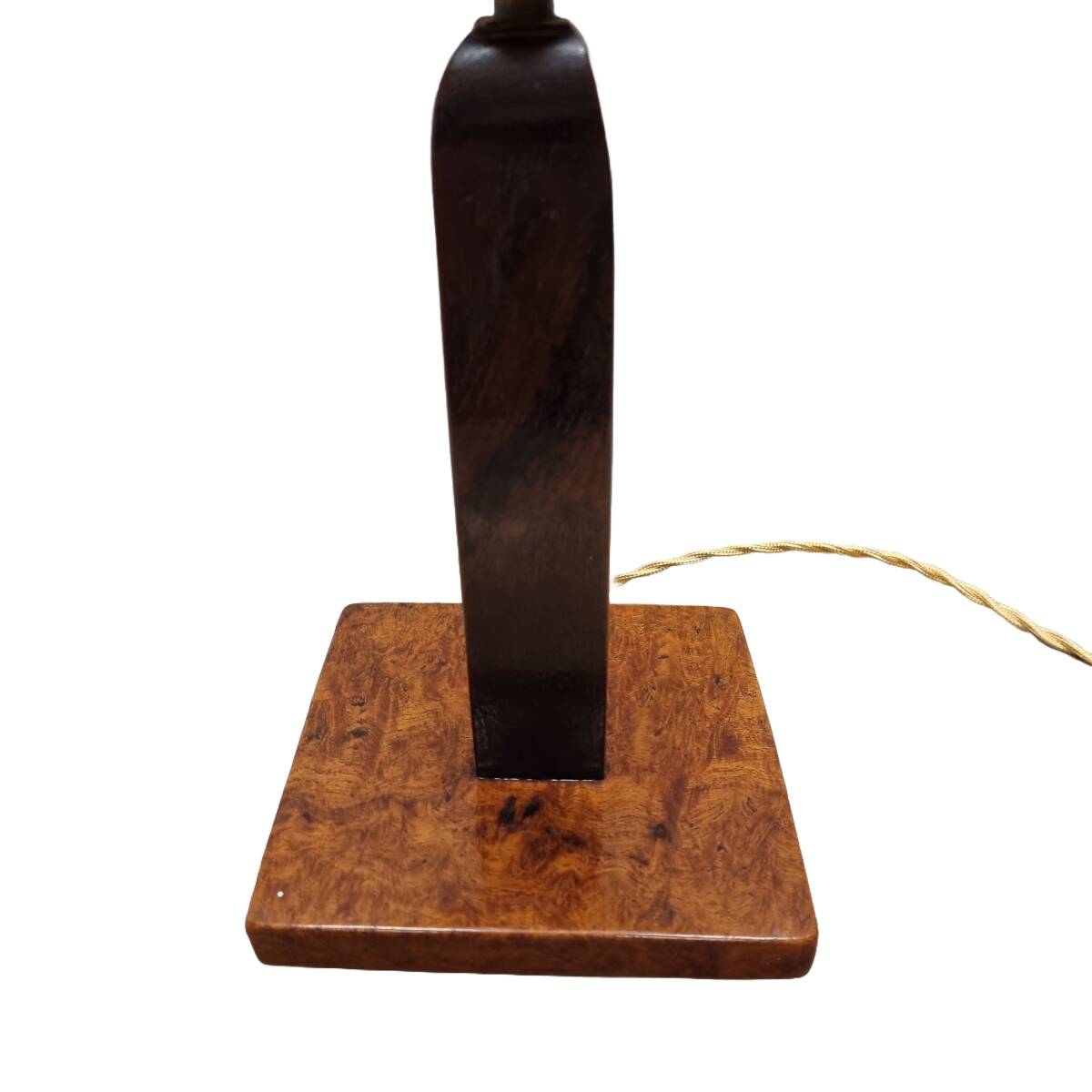 French Art Deco Table Lamp With Walnut