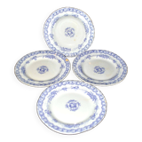 Set of 4 old earthenware plates from CREIL & MONTEREAU with purple vine decoration, 19th century.