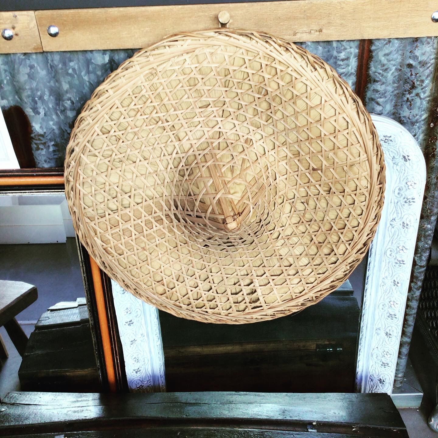 Large old Asian wicker hat