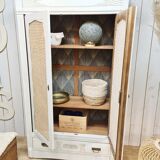 Art Deco wardrobe revisited Shabby chic style with two rattan canning doors
