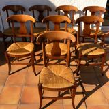 Chairs straw and wood cherry style directoire