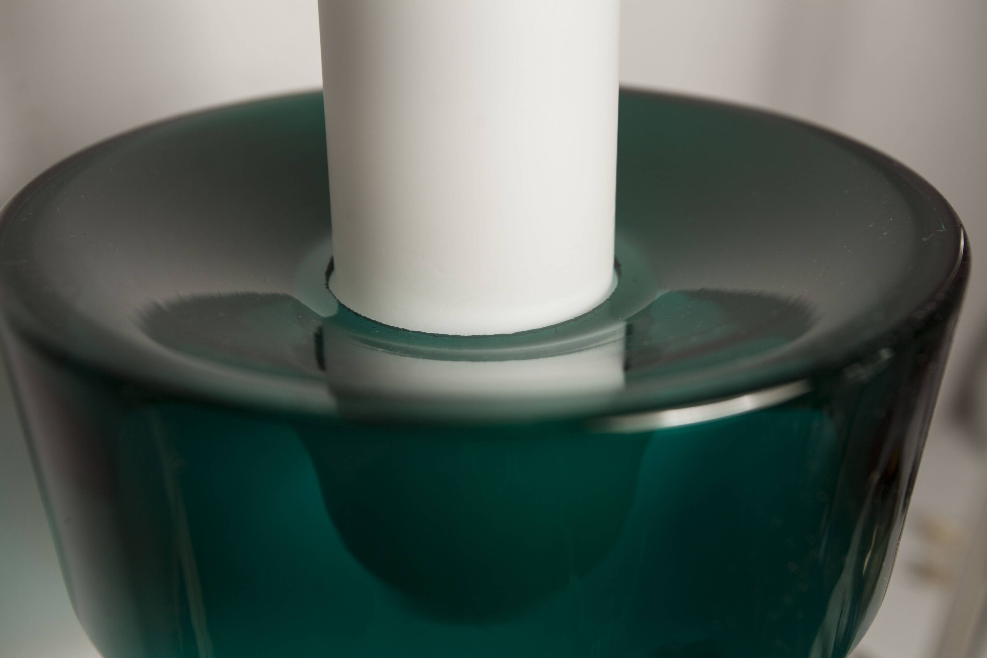 Vintage suspension in 2 elements, white opaline and transparent glass.