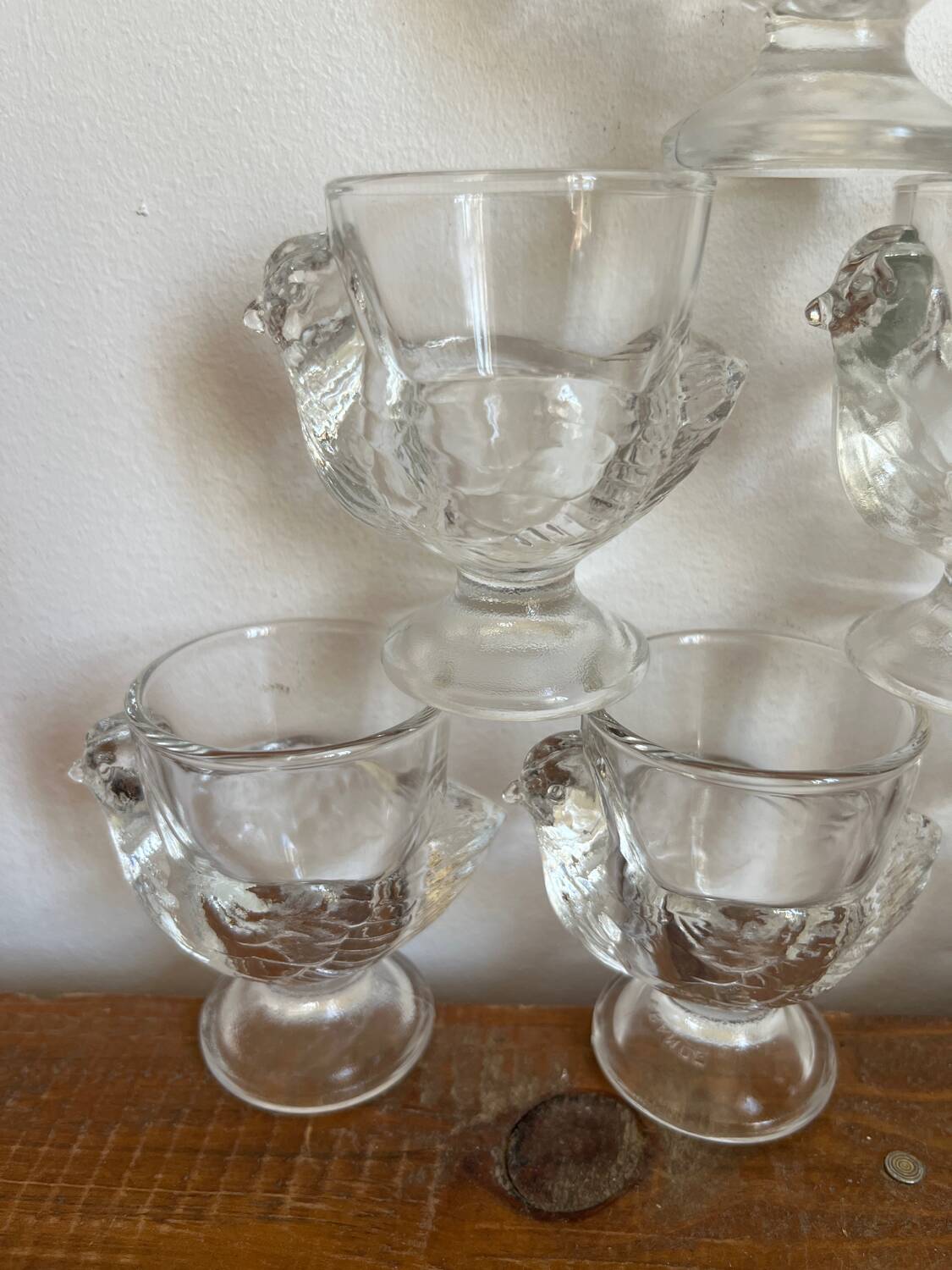 6 glass egg cups