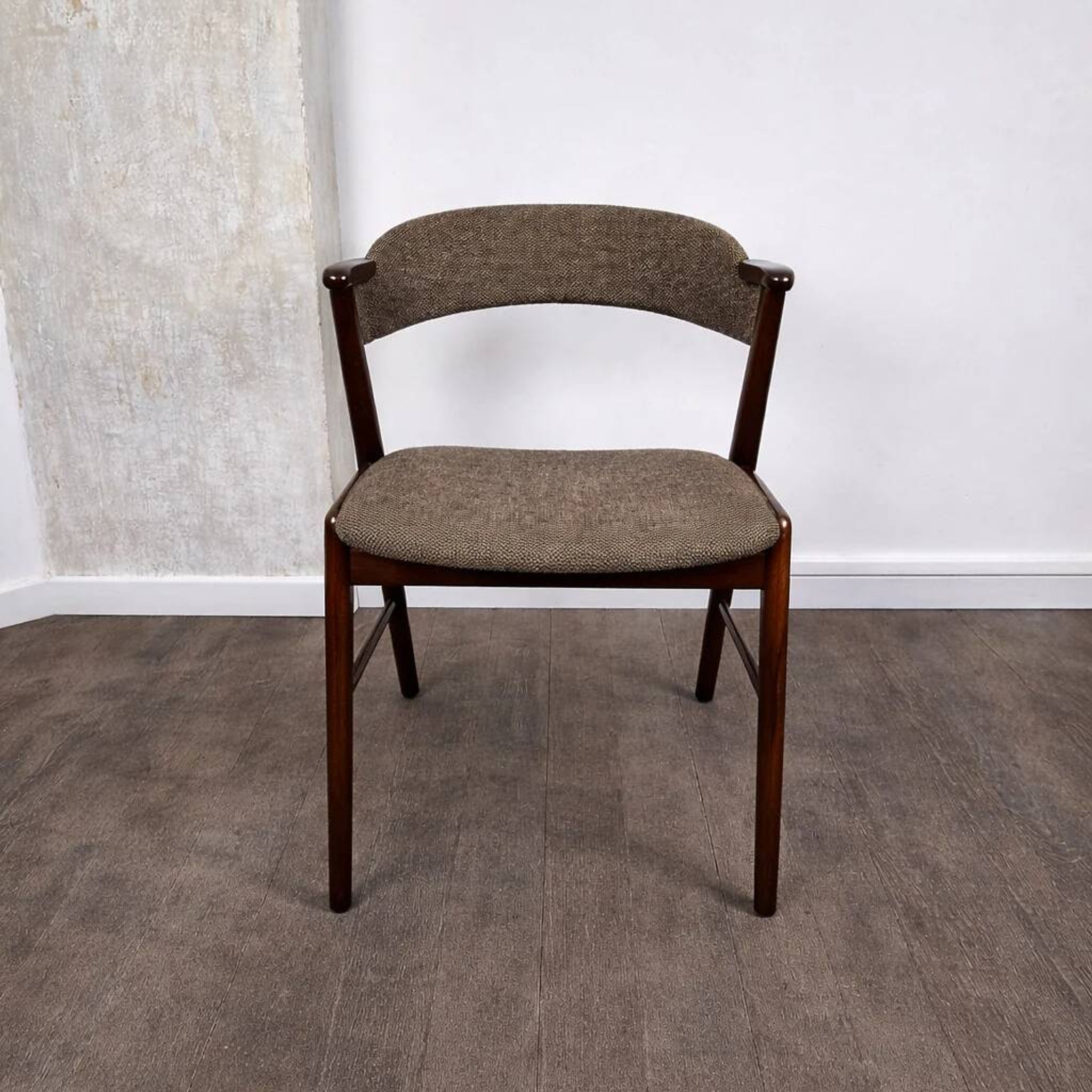 Rosewood and wool chair, model 32 by Kai Kristiansen for Korup Stolefabrik, Denmark, 1960.