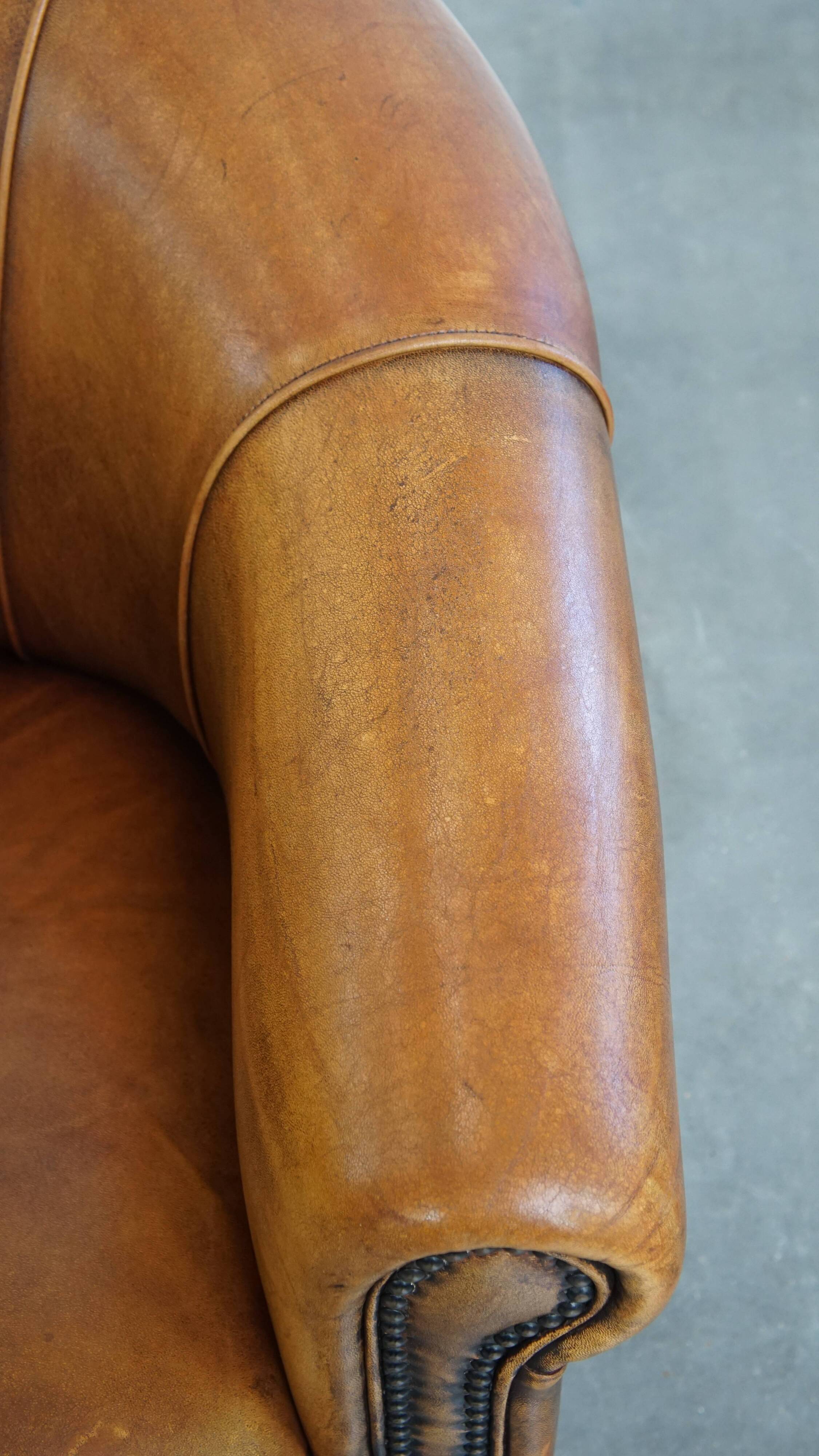 Sheepskin leather club chair