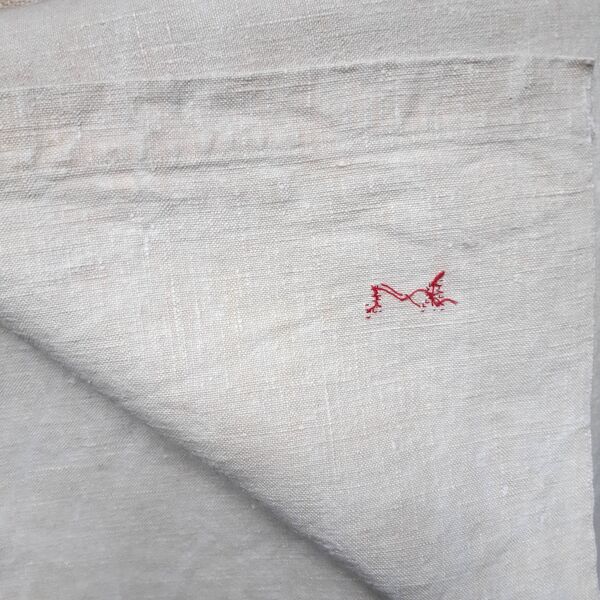 Dessus de lit ancien en lin bis avec petit monogramme rl