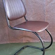 Metal and imitation leather sled-style office chair, 1970s
