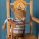 Doll high chair in wood – 1970s, foldable and on wheels