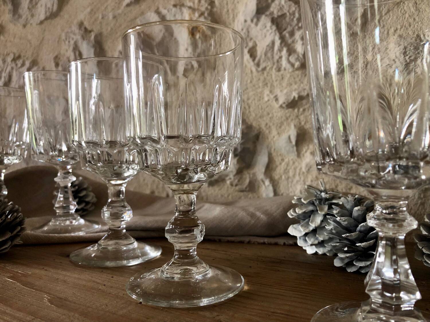 Antique stemmed crystal glasses