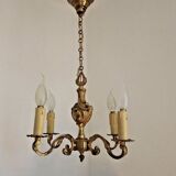 Beautiful Vintage French 4  Light Bronze Chandelier Acanthus Leaf Detail 3672