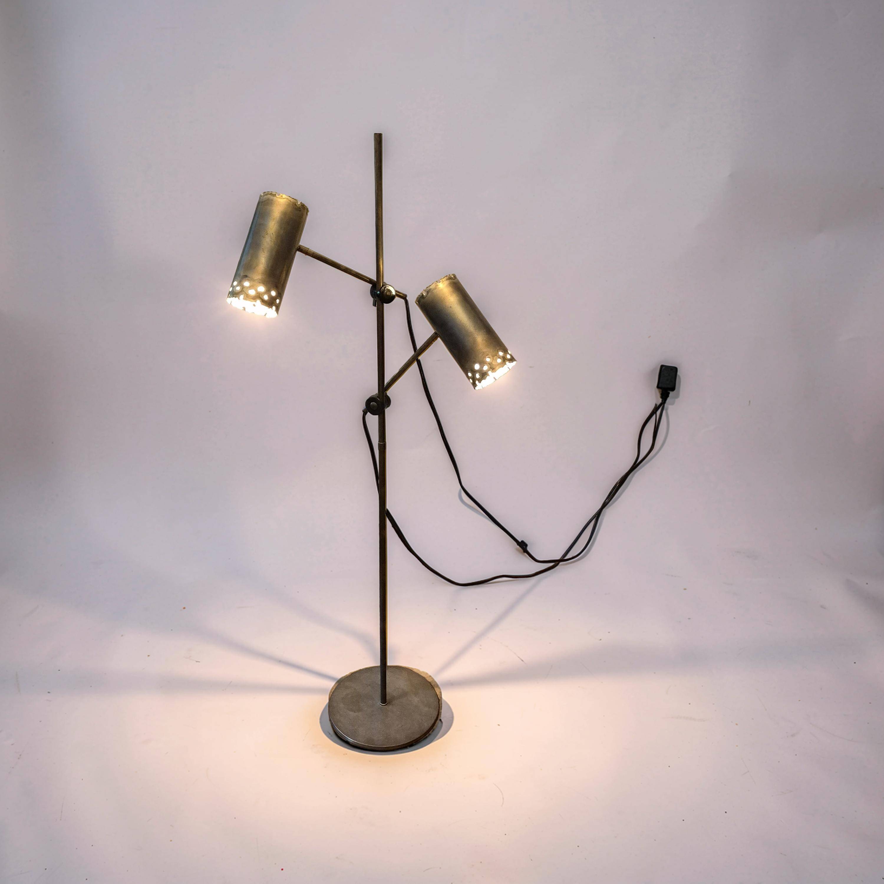 Brutalist Copper Floor Lamp by Holm Sørensen, Denmark 1960s