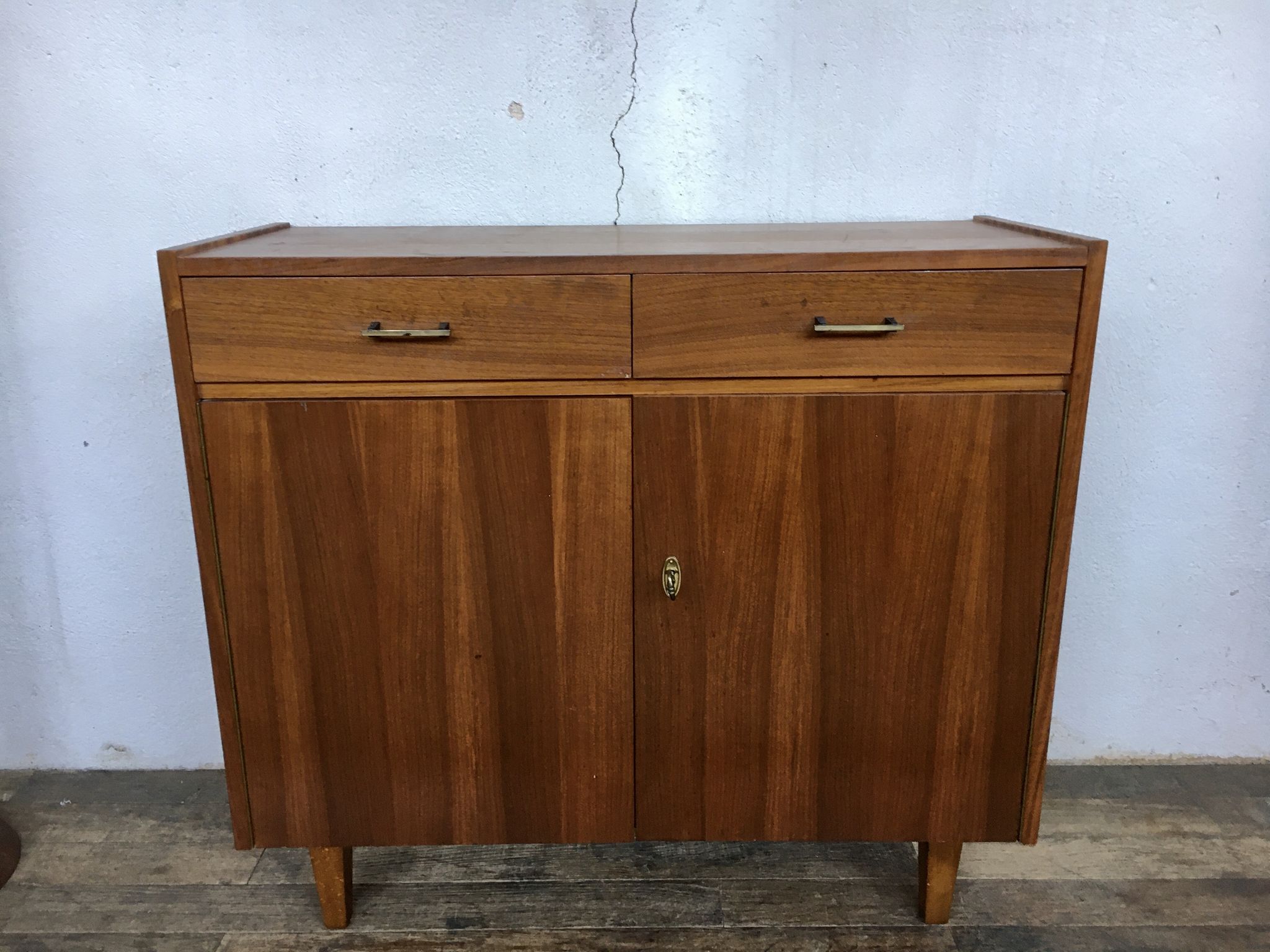 Enfilade bahut buffet vintage pieds compas 2 portes battantes 2 tiroirs