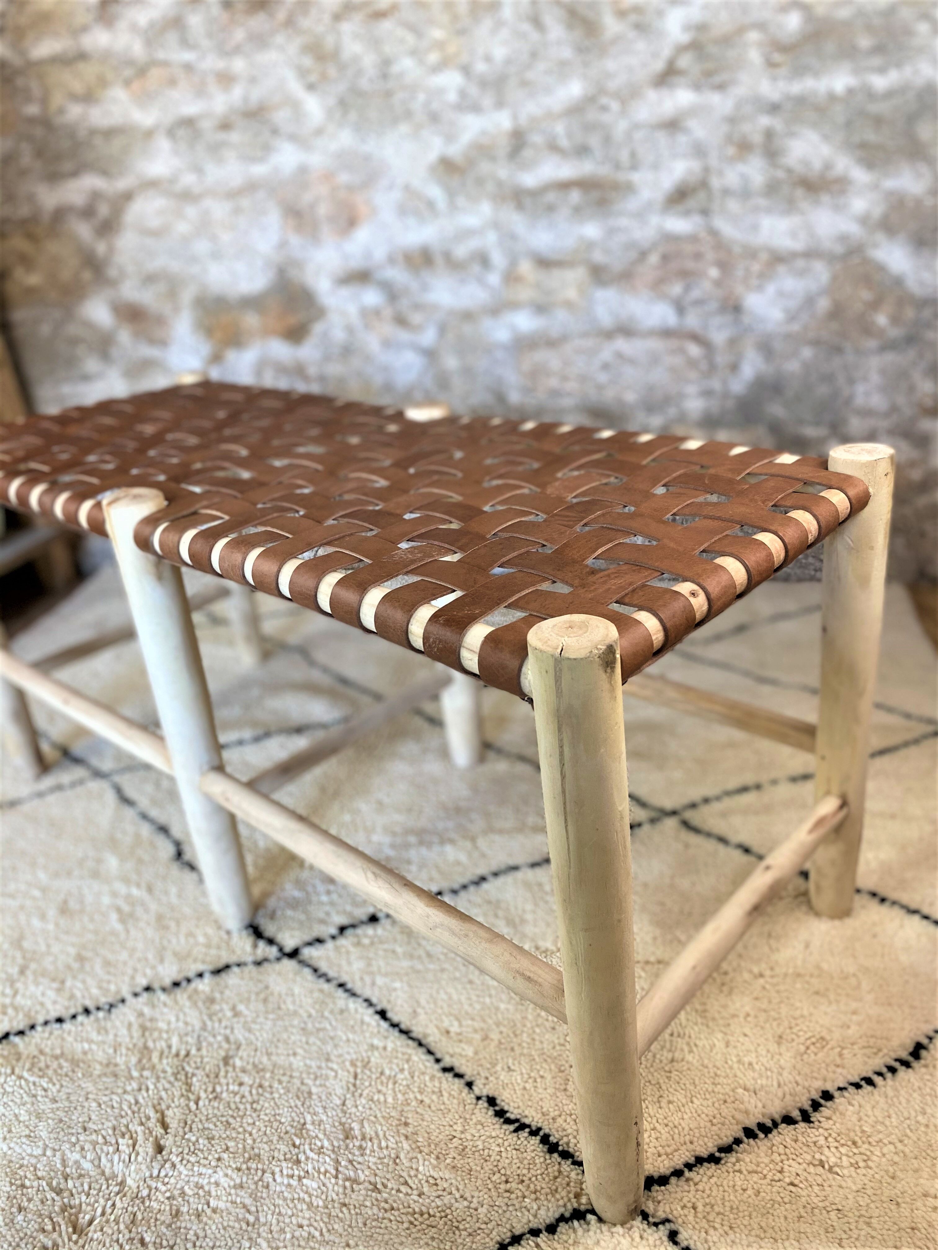 Poplar and leather bench