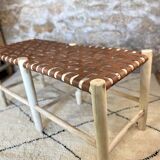 Banc en peuplier et cuir