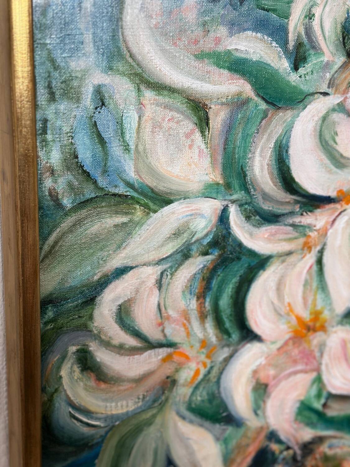 Mid Century Swedish Oil on Canvas – “White Lilies” by Torsten Hult