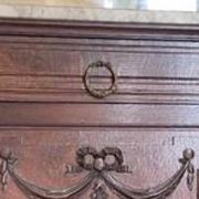 Louis XVI style dressing table in walnut and marble