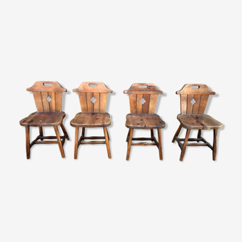 Set de 4 chaise rustique de montagne années 60/70