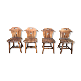 Set de 4 chaise rustique de montagne années 60/70