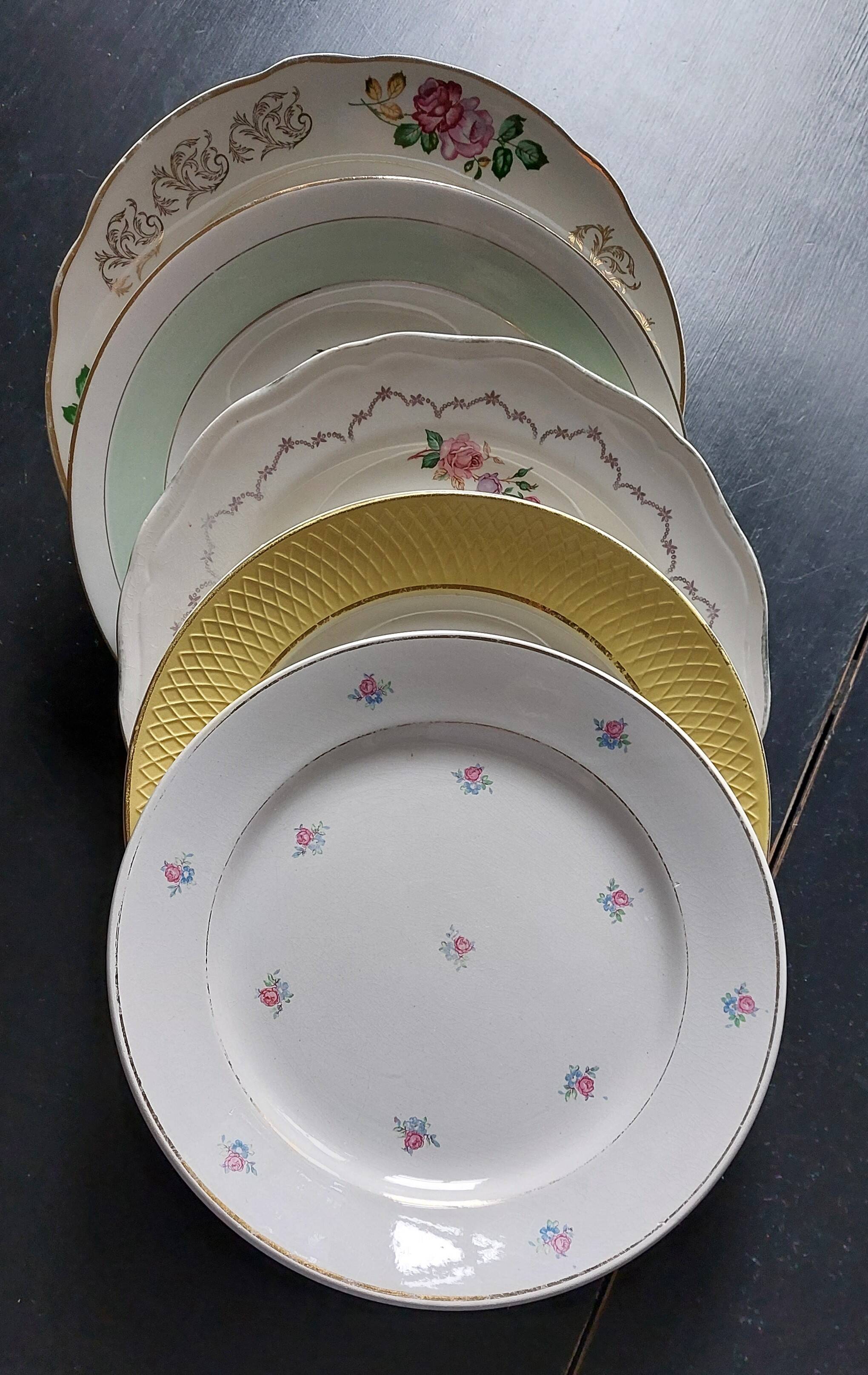Mismatched vintage dinner plates