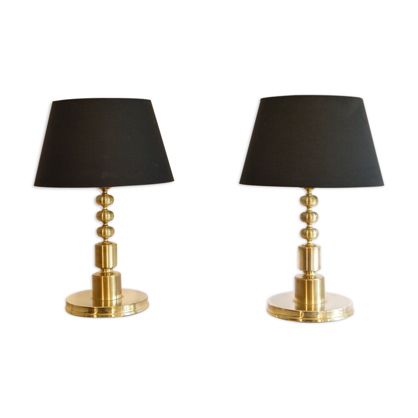 Pair of Scandinavian brass lamps 1970