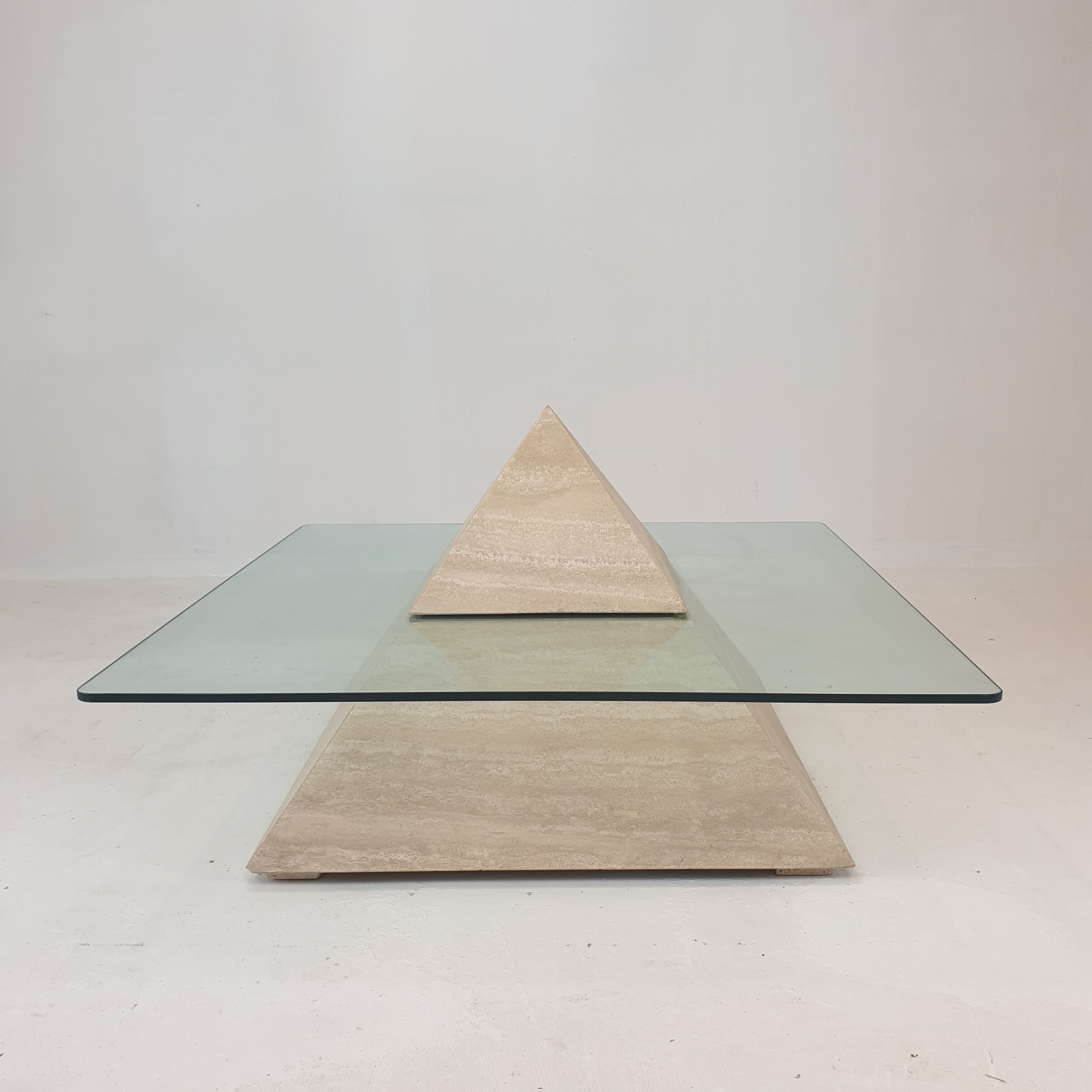 Italian Travertine Pyramid Coffee Table, 1980s