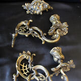 Pair of antique French Bronze Piano sconce, candleholders, signed L Pinet 102, rococo empire regency